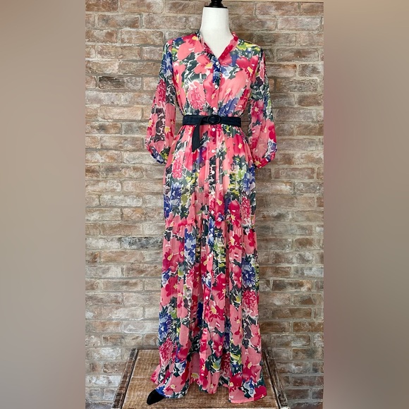Sheer Floral Maxi Dress by Stop (M) - Picture 4 of 8